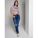 Jeans Mujer J.j.o 3 Botones Push Up Roturas