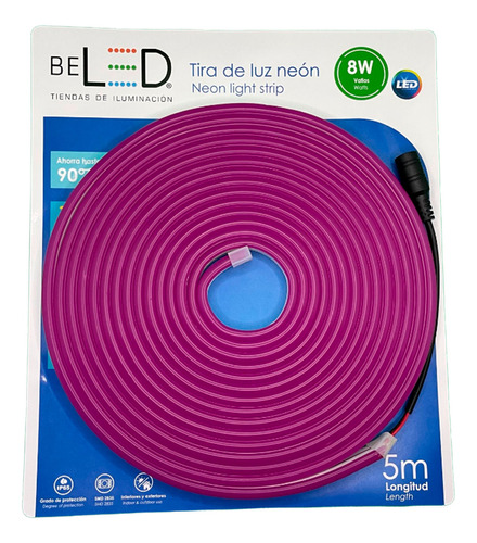 Tira De Led Neon Flexible 5m 12v Incluye Fuente 12v 3 Amp Color De La Luz Morado