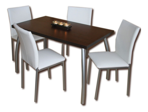 Juego Comedor Combo Mesa Silla Curve 1.40 X 0.80 + 4 Sillas Iris Reforzada Caño Pintado Directo Y Garantia De Fabrica Pr