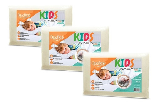  Kit 3 - Travesseiros Nasa Kids Infantil - Branco - 45 X 65