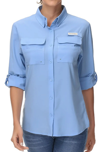 Camisa De Pesca Tipo Columbia Manga Larga Fps50 Mujer Azul | Meses sin interés
