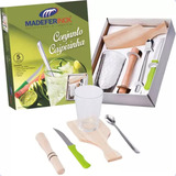 Conjunto Caipirinha 5 Peças Kit Churrasco Pilão Tabua Colher