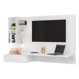 Escrivaninha Compacta C/painel De Tv Suspenso Safira Branco
