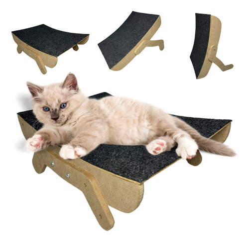 Arranhador Rampa Para Gatos Pet Em Madeira Anti Stress 35 Cm