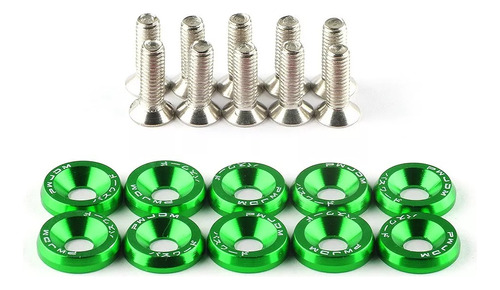 Arandelas Anodizada Aluminio Moto Auto Atv 6mm M6 X10u Verde