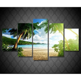 Quadro Mosaico 5 Pçs  Paisagens Praias Naturezas Coqueiros 