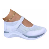 Zapatos Casuales Mujer Con Plataforma Velcro Y Punta Redonda