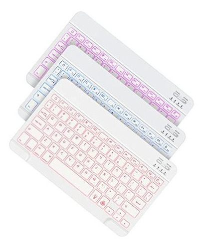 Teclado Bluetooth Recargable Para iPad Retroiluminad Blanco 