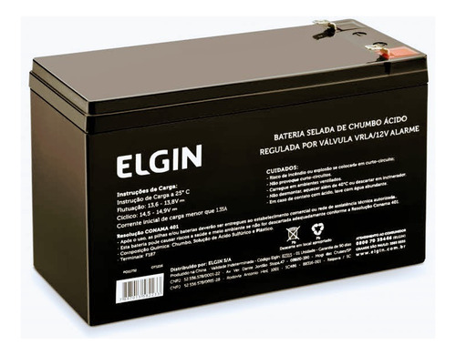 Bateria Para Cerca Eletrica E Alarme 12v 7ah  - Elgin