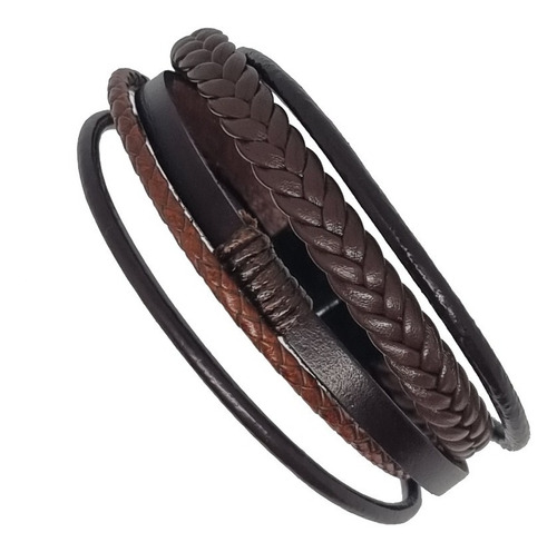 Pulsera Cuero Moda Para Hombre Y Mujer Cuerda Trenzada Cafe