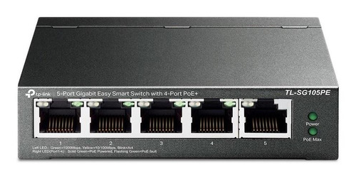 Switch Gigabit 5 Portas Tl-sg105pe Easy Smart Com 4 Portas Poe+
