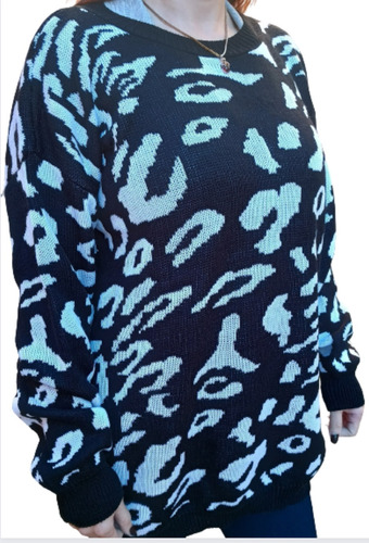 Sweater Mujer Largo Maxi Print Varios Colores Amplios