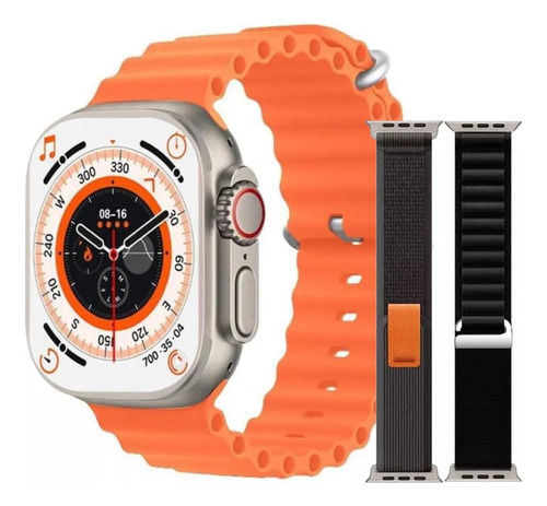 Reloj Inteligente Smartwatch K9 Ultra 49mm Llamada 3 Pulsos Malla Naranja