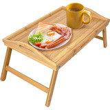 Greenco Mesa De Desayuno De Bambu Plegable  Escritorio Para