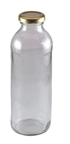 Botella 500cc Jugo Vidrio X 10 Un Con Tapa Dorada A Rosca