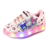 Tenis Rosas Casuales Niña Moda Kitty Luces Led 13 Al 21