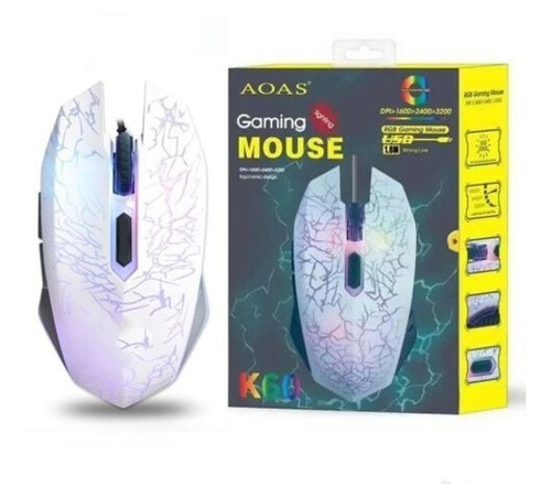 Mouse Gamer K60 Color Blanco Retroiluminado Rgb Gaming