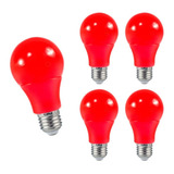 Pack 5 Ampolletas Led Rosca Normal E27 Color Rojo - Sumatel