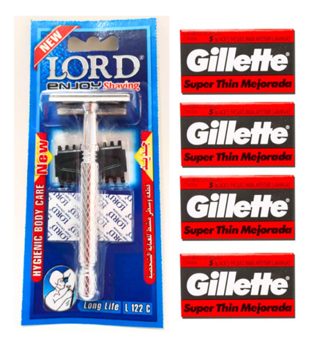 Rastrillo Lord Clásico + Navajas Gillette + Regalo