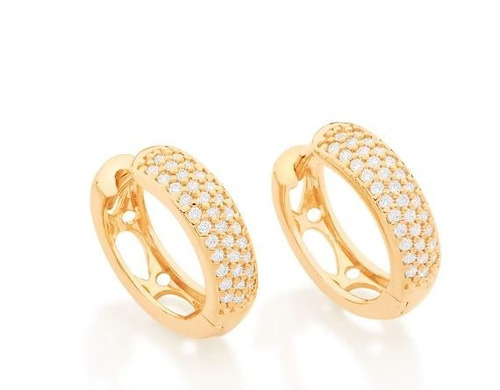 Brinco Rommanel Folheado Ouro18k Argola Com Zirconias 526310