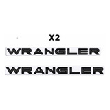 Par De Emblemas Wrangler Metalicos Negros Para Jeep