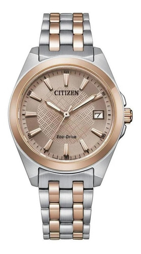 Citizen Peyten Dress Brown Dial Eo1226-59x Color De La Correa Plata Y Oro Color Del Bisel Plata Color Del Fondo Oro Rosa