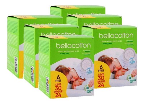 Absorvente Para Seios Bellacotton - Kit 6 Caixas Com 30 Und