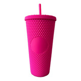 Botella / Vaso Plastico Con Sorbete Glam 680ml Full Color Rosa Mate