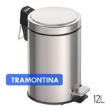 Cesto De Lixo Tramontina Inox 12l 94538/112 Banheiro Cozinha Cor Cinza