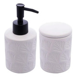 Kit Banheiro  Lavabo De Ambiente Saboneteira Porcelana