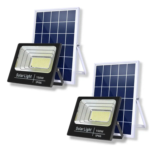 Kit Refletor De 120w Placa Solar Para Área Externa Controle 