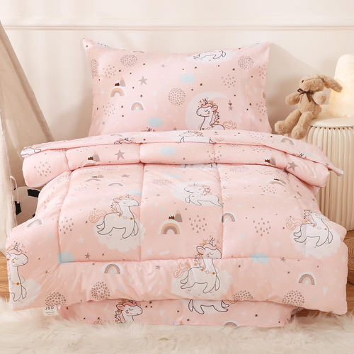 Jsd Juego De Ropa De Cama Infantil De 4 Piezas De Unicornio