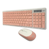 Kit Teclado Mouse Inalambrico Gtc Cbg-017r Usb 1200 Dpi Rosa