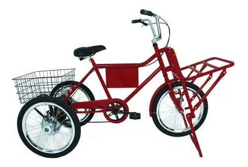 Bicicleta Cargueira Carga Pesada Food Bike Multiuso Vermelho