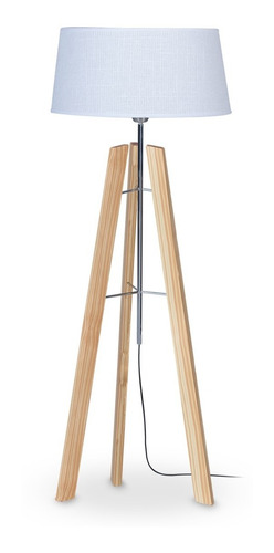 Lampara De Pie Nordica Tripode Madera Natural E27 Living