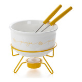 Aparelho De Fondue De Queijo Panela Porcelana Casal 5 Peças