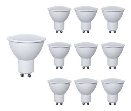 Pack 10 Ampolletas Led Gu10 5w 100° Luz Calida / Frio