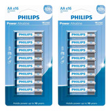 32 Pilhas Alcalinas Aa 2a Pequena Philips 2 Cart