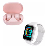 Combo Smartwatch D20 Y68 + Auricular Inalambrico A6s Rosa