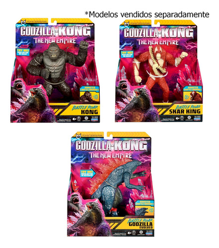 Boneco Articulado C/ Som Godzilla X Kong 17cm - Monsterverse
