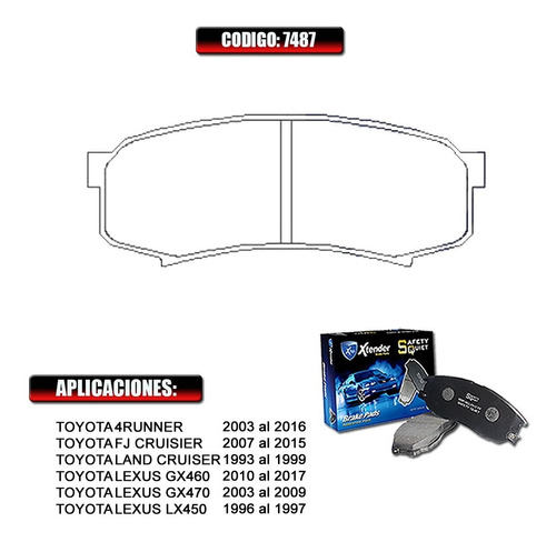 Pastillas De Freno Trasera Toyota Fj Crusier 2011 2012 7487 Foto 2