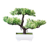 Árbol Bonsai Artificial Xiaocuisong Hojas Blancas Decoración