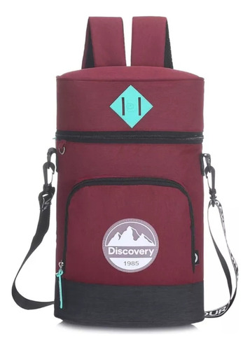 Mochila Matera Discovery Bolso Morral Porta Termo Mate Color Bordó