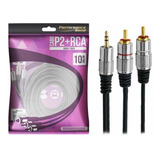 Cabo Auxiliar P2 Estereo X 2rca Blindado Profissional 10m