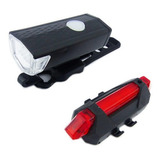 Pack Luz Bicicleta Delantera Y Trasera Recargable Luz Led Color Negro