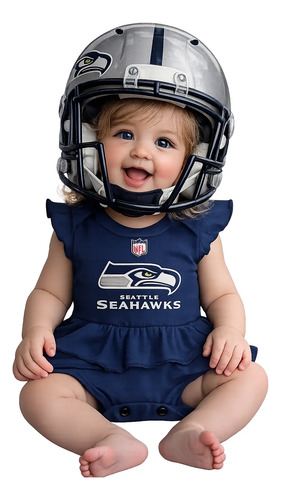 Pañalero Niña Vestido Futbol Nfl Seatlle Personalizado