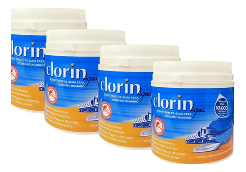 Kit 4 Potes Clorin Para Tratamento E Purificação Da Agua