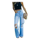 Jeans De Mujer, Jeans Rotos, Pantalones Anchos