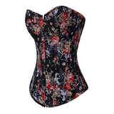 Top Corset Bustier Vintage Floral Denim Fashion