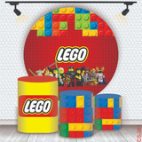 Trio Capas Cilindro + Painel Redondo Lego Sublimado Elastico